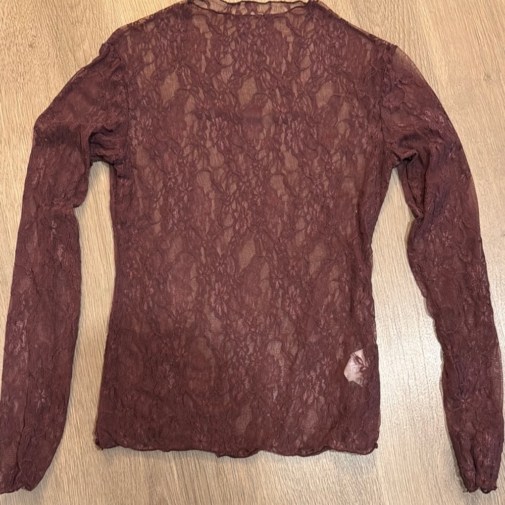 Deep Burgundy Fitted Blouse with Long Sleeves